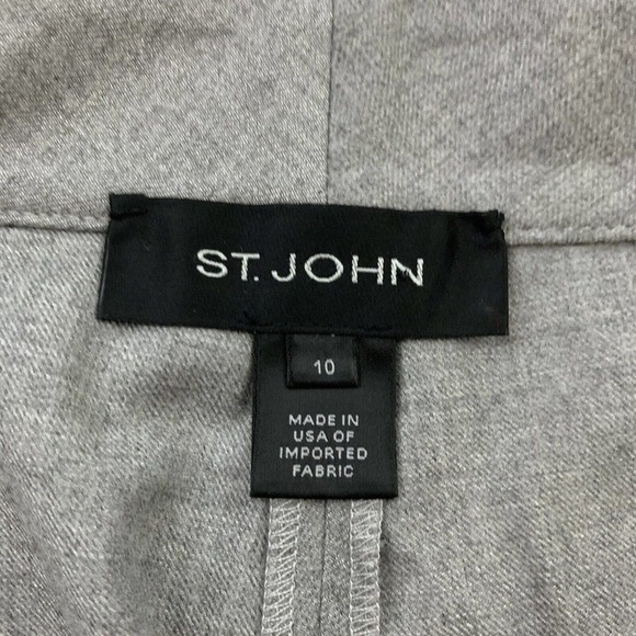 St John Womens Dress Pants Size 10 Light Gray Wool Straight Leg Flat Front - Picture 5 of 9